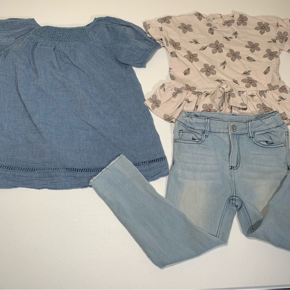 RALPH LAUREN BLUE LIGHTWEIGHT DRESS JESSICA SIMPSON TOP JEANS GIRLS 3T BUNDLE